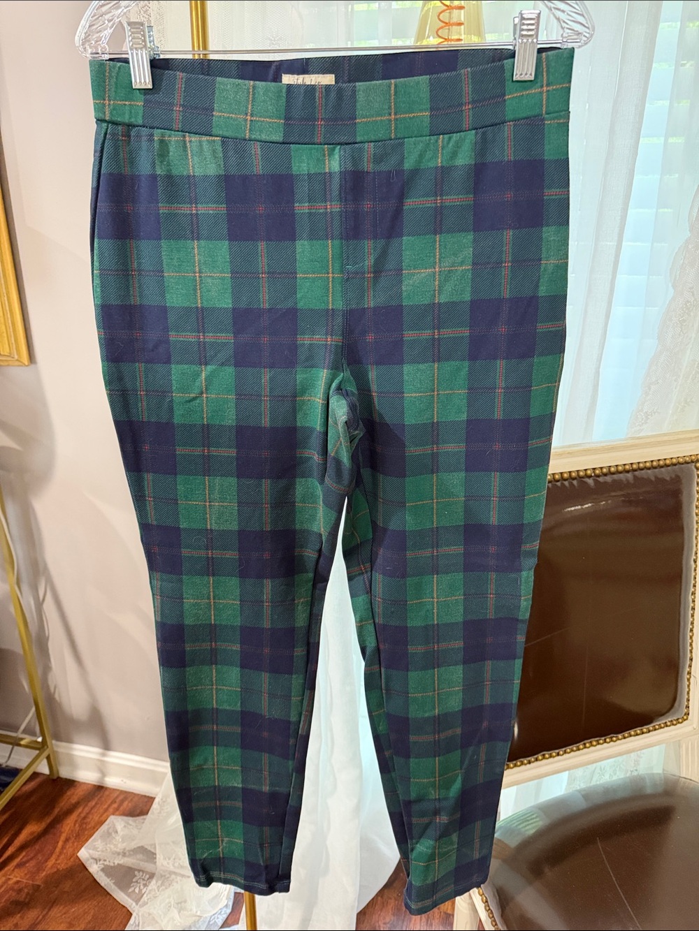 Style & Co. Green and Navy Plaid Leggings